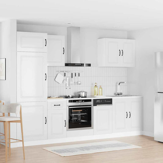 7 Piece Kitchen Cabinet Set Kalmar High Gloss White Engineered Wood