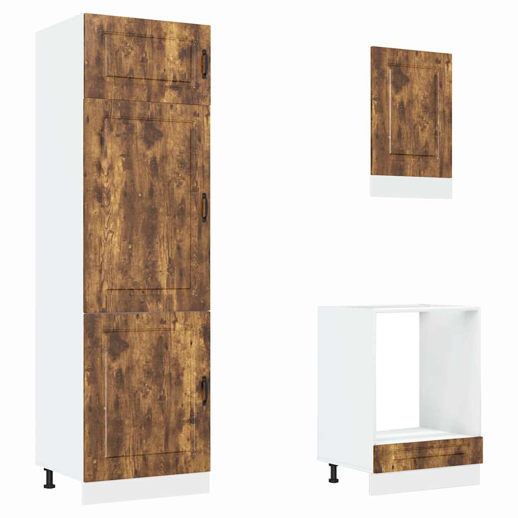 7 Piece Kitchen Cabinet Set Kalmar Smoked Oak Engineered Wood