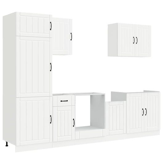 7 Piece Kitchen Cabinet Set Lucca White Engineered Wood