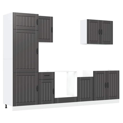 7 Piece Kitchen Cabinet Set Lucca Black Engineered Wood