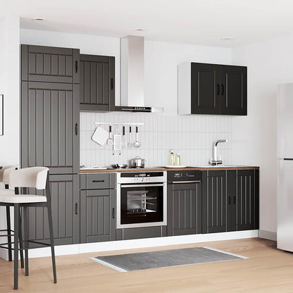 7 Piece Kitchen Cabinet Set Lucca Black Engineered Wood