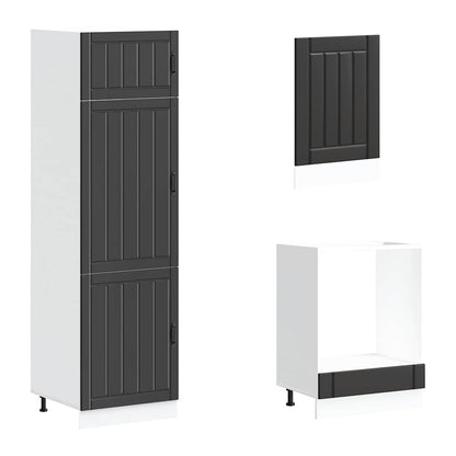 7 Piece Kitchen Cabinet Set Lucca Black Engineered Wood