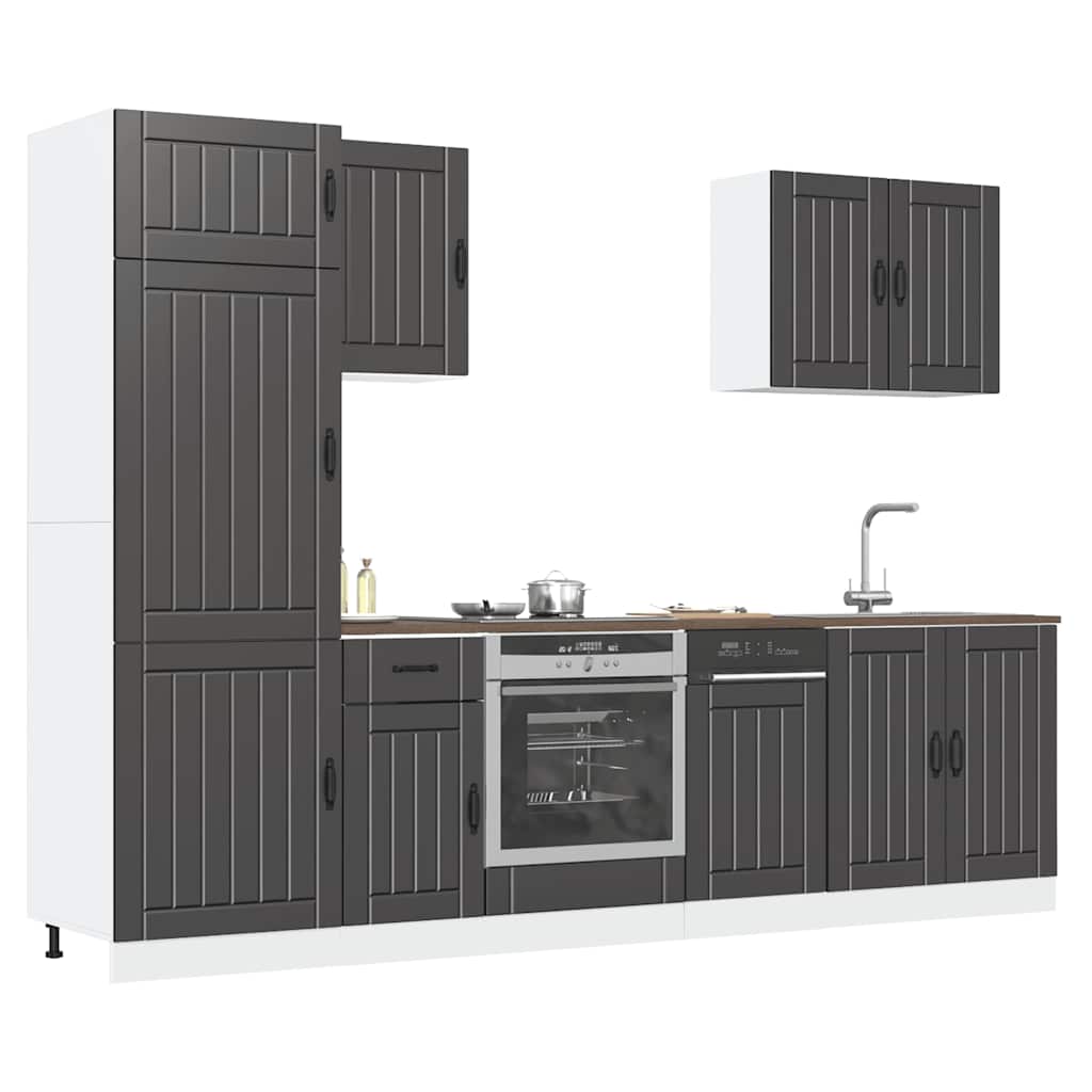 7 Piece Kitchen Cabinet Set Lucca Black Engineered Wood