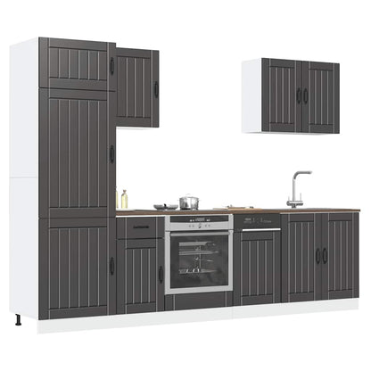 7 Piece Kitchen Cabinet Set Lucca Black Engineered Wood