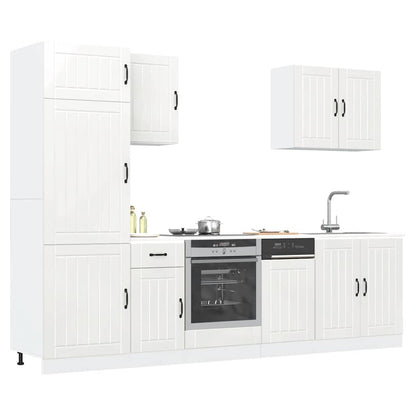 7 Piece Kitchen Cabinet Set Lucca High Gloss White Engineered Wood