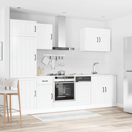 7 Piece Kitchen Cabinet Set Lucca High Gloss White Engineered Wood