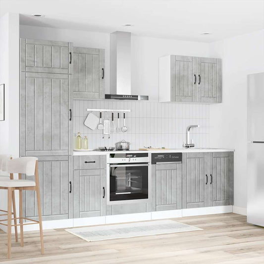 7 Piece Kitchen Cabinet Set Lucca Concrete Grey Engineered Wood