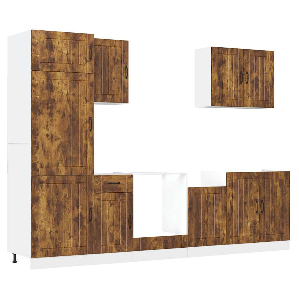 7 Piece Kitchen Cabinet Set Lucca Smoked Oak Engineered Wood