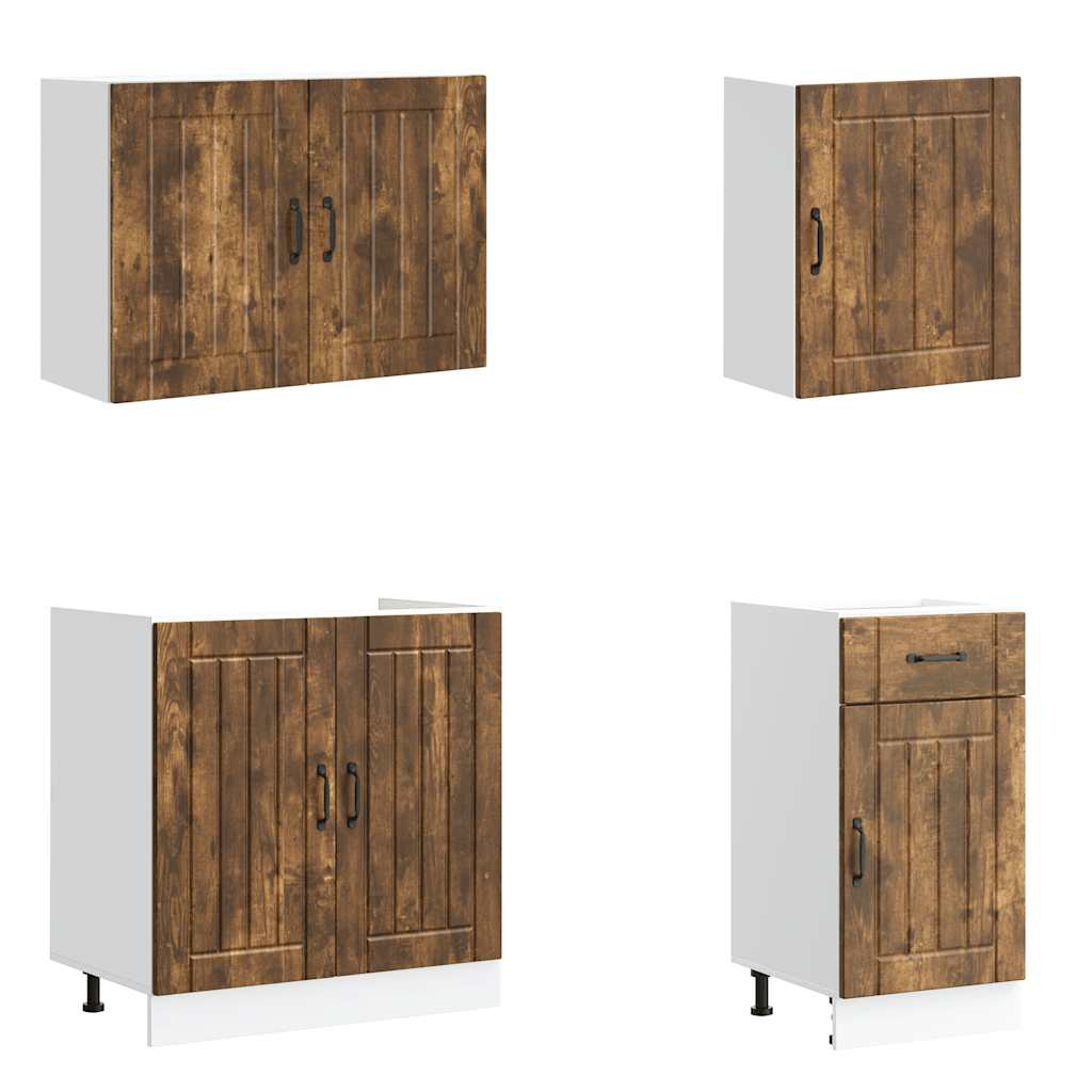7 Piece Kitchen Cabinet Set Lucca Smoked Oak Engineered Wood