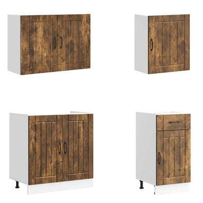 7 Piece Kitchen Cabinet Set Lucca Smoked Oak Engineered Wood