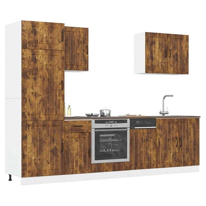 7 Piece Kitchen Cabinet Set Lucca Smoked Oak Engineered Wood