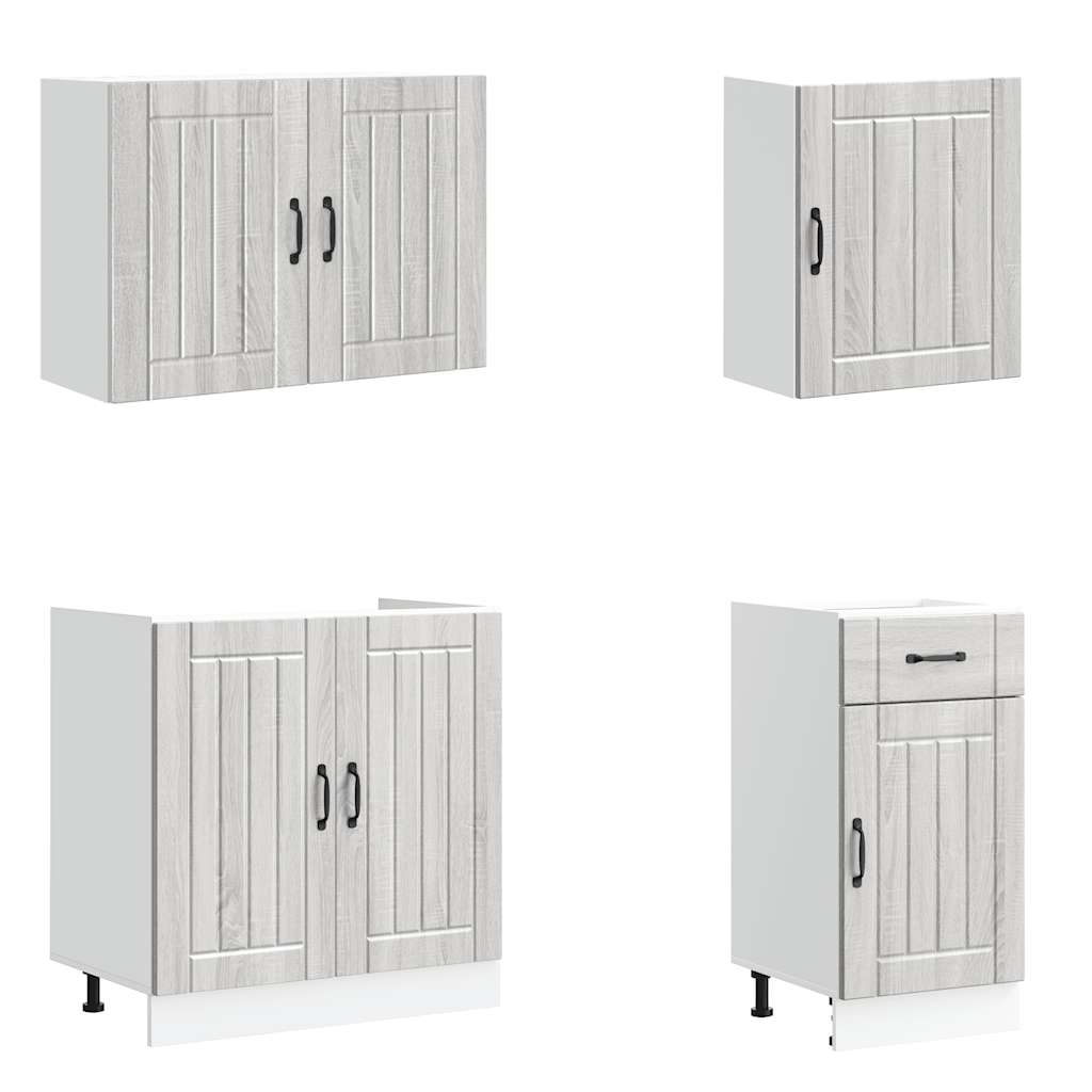 7 Piece Kitchen Cabinet Set Lucca Grey Sonoma Engineered Wood