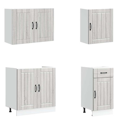 7 Piece Kitchen Cabinet Set Lucca Grey Sonoma Engineered Wood