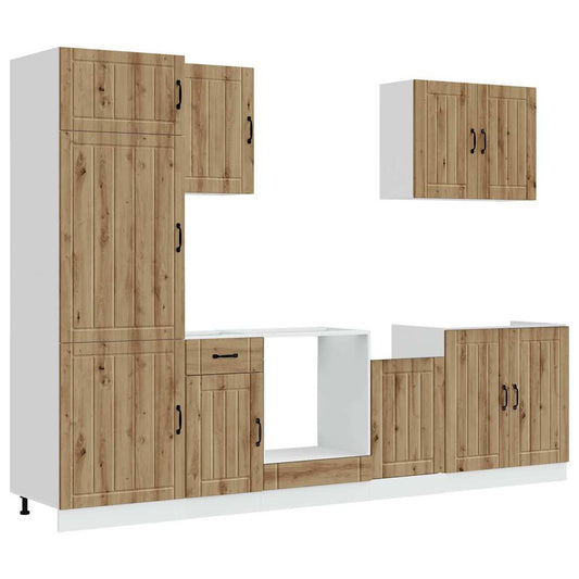 7 Piece Kitchen Cabinet Set Lucca Artisan Oak Engineered Wood