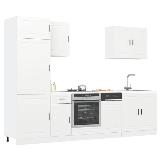 7 Piece Kitchen Cabinet Set Porto White Engineered Wood
