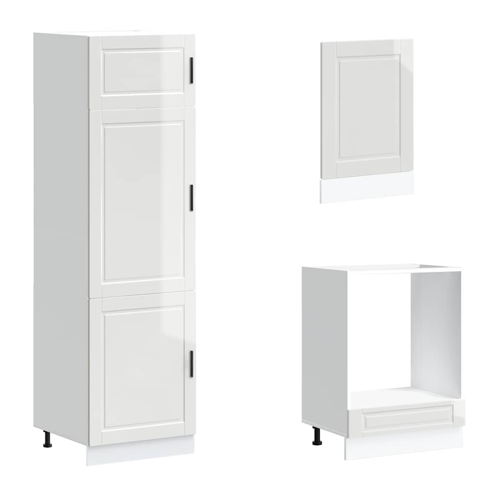 7 Piece Kitchen Cabinet Set Porto High Gloss White Engineered Wood