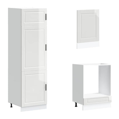 7 Piece Kitchen Cabinet Set Porto High Gloss White Engineered Wood