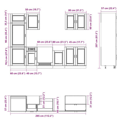 7 Piece Kitchen Cabinet Set Porto High Gloss White Engineered Wood
