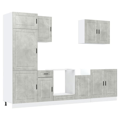 7 Piece Kitchen Cabinet Set Porto Concrete Grey Engineered Wood