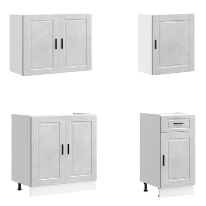 7 Piece Kitchen Cabinet Set Porto Concrete Grey Engineered Wood