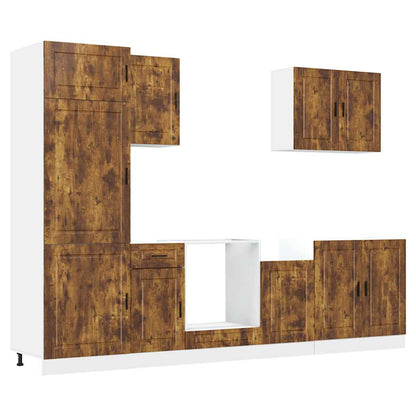 7 Piece Kitchen Cabinet Set Porto Smoked Oak Engineered Wood