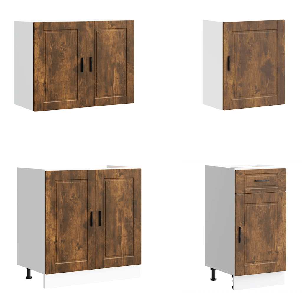 7 Piece Kitchen Cabinet Set Porto Smoked Oak Engineered Wood