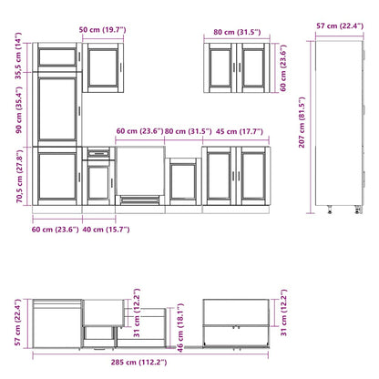 7 Piece Kitchen Cabinet Set Porto Old Wood Engineered Wood