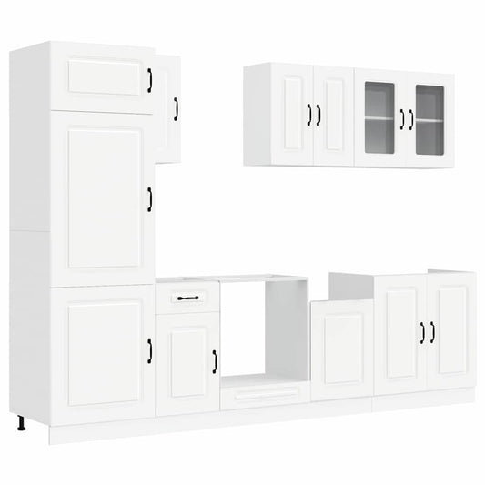 8 Piece Kitchen Cabinet Set Kalmar White Engineered Wood