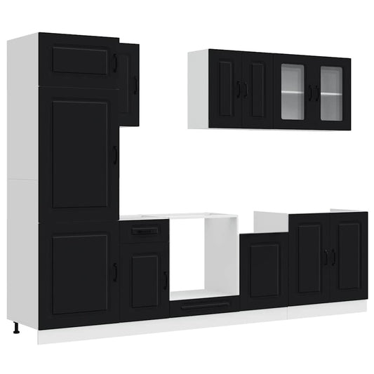 8 Piece Kitchen Cabinet Set Kalmar Black Engineered Wood