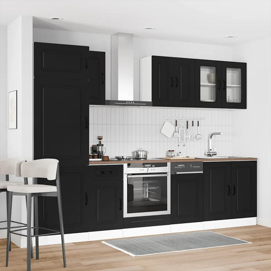 8 Piece Kitchen Cabinet Set Kalmar Black Engineered Wood