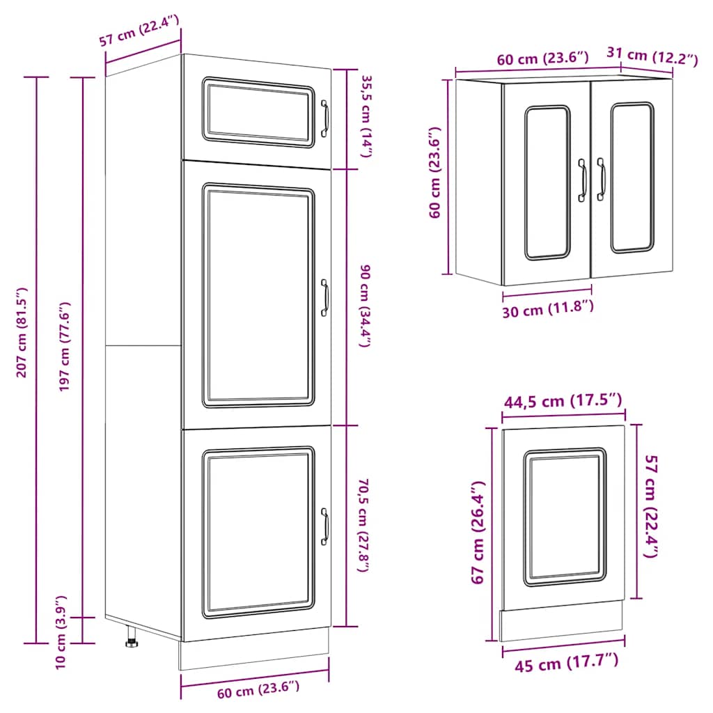 8 Piece Kitchen Cabinet Set Kalmar Smoked Oak Engineered Wood