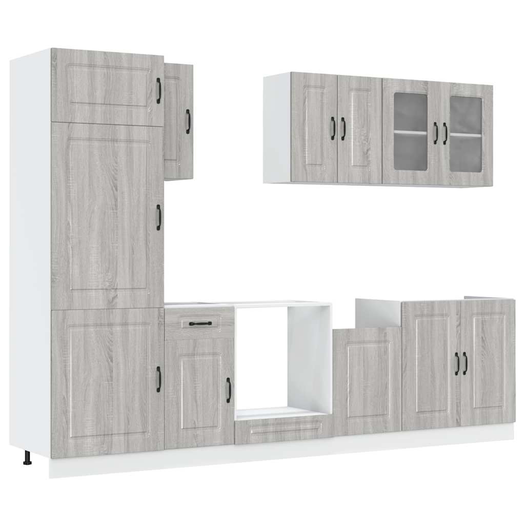 8 Piece Kitchen Cabinet Set Kalmar Grey Sonoma Engineered Wood