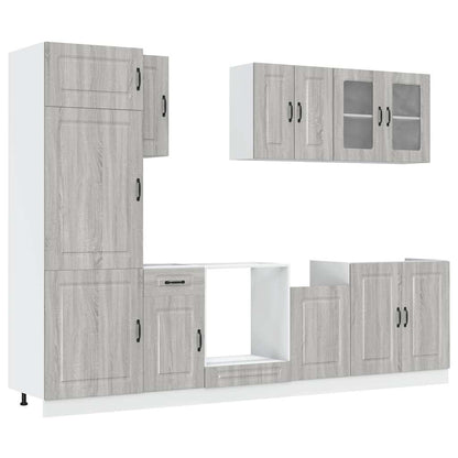8 Piece Kitchen Cabinet Set Kalmar Grey Sonoma Engineered Wood