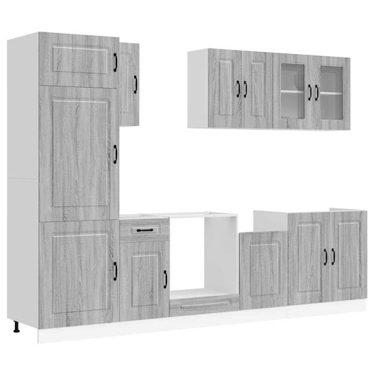 8 Piece Kitchen Cabinet Set Kalmar Grey Sonoma Engineered Wood