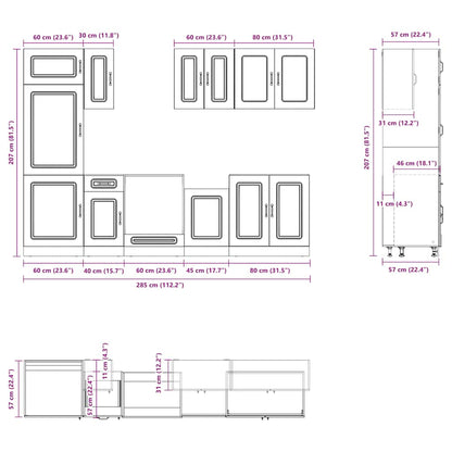 8 Piece Kitchen Cabinet Set Kalmar Grey Sonoma Engineered Wood