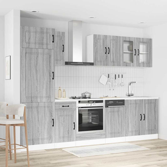 8 Piece Kitchen Cabinet Set Kalmar Grey Sonoma Engineered Wood