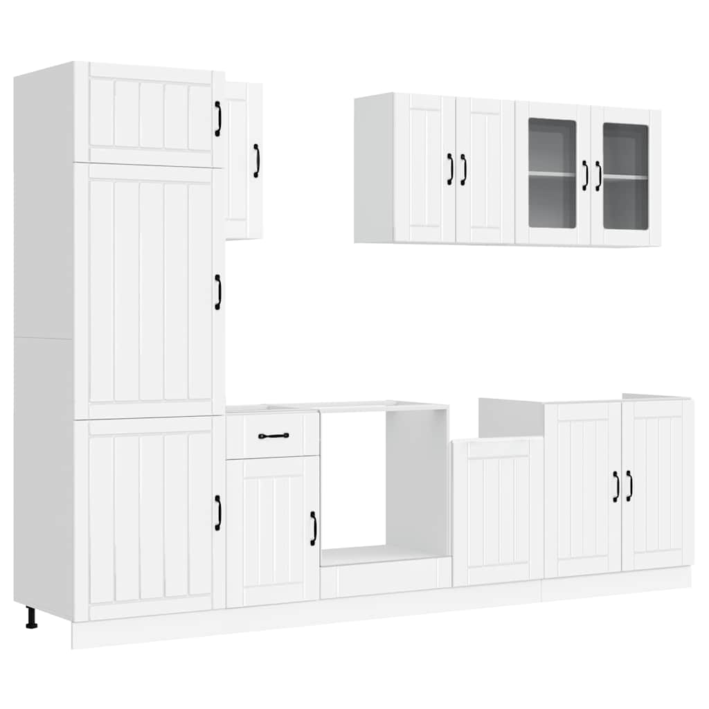 8 Piece Kitchen Cabinet Set Lucca White Engineered Wood