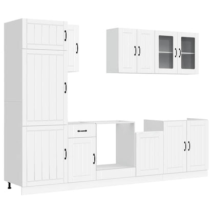 8 Piece Kitchen Cabinet Set Lucca White Engineered Wood