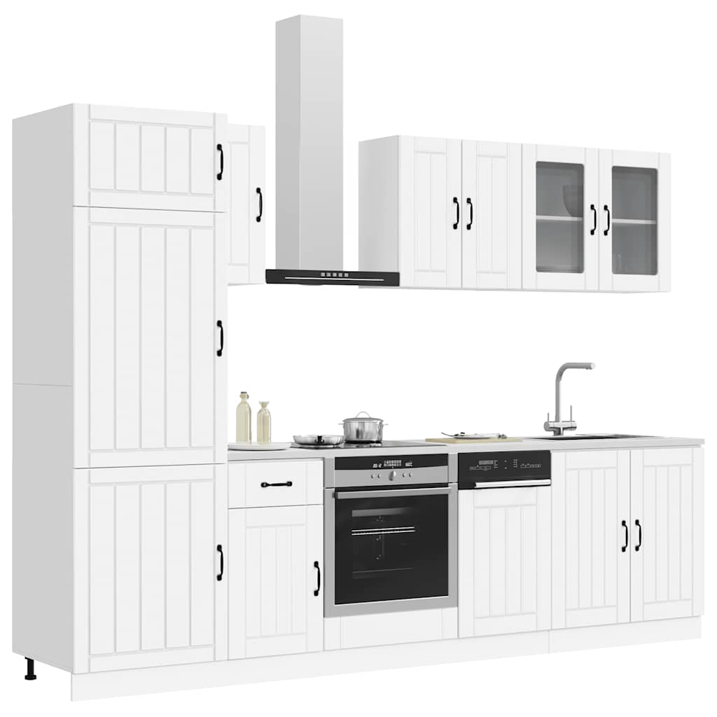 8 Piece Kitchen Cabinet Set Lucca White Engineered Wood
