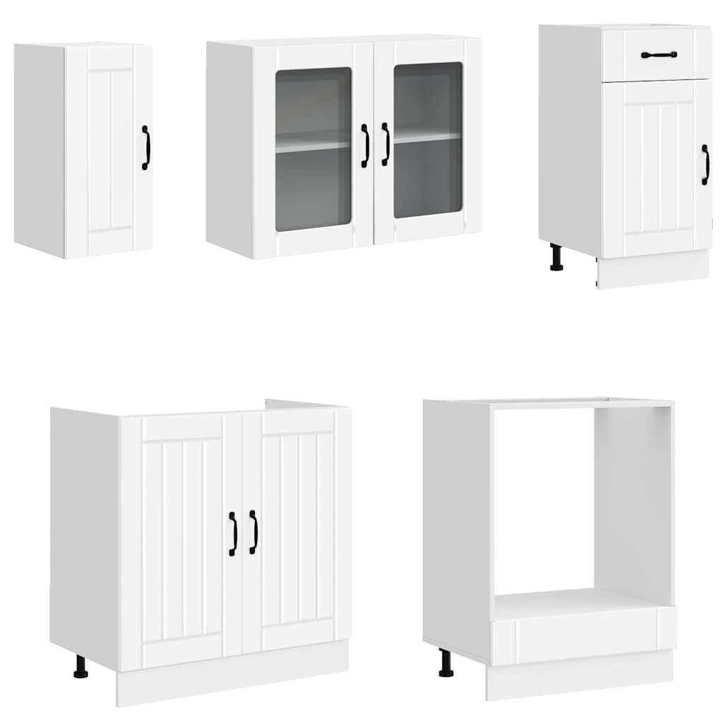 8 Piece Kitchen Cabinet Set Lucca White Engineered Wood