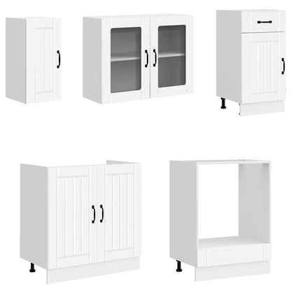8 Piece Kitchen Cabinet Set Lucca White Engineered Wood