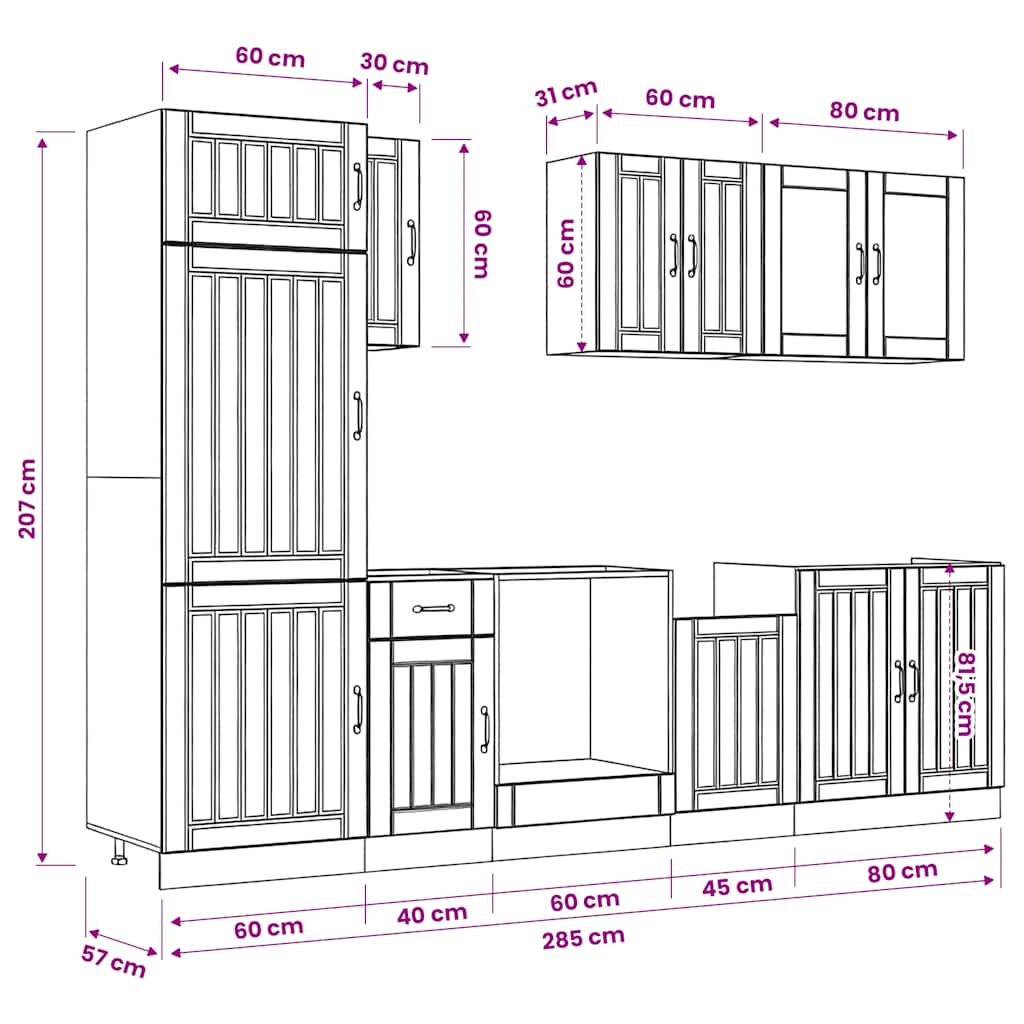 8 Piece Kitchen Cabinet Set Lucca White Engineered Wood