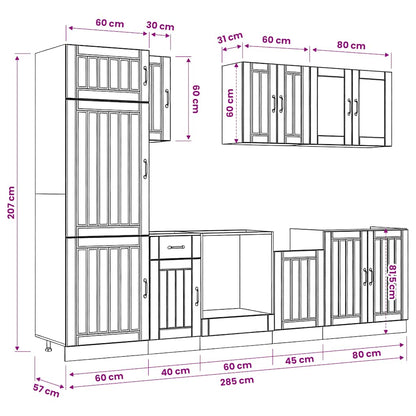 8 Piece Kitchen Cabinet Set Lucca White Engineered Wood