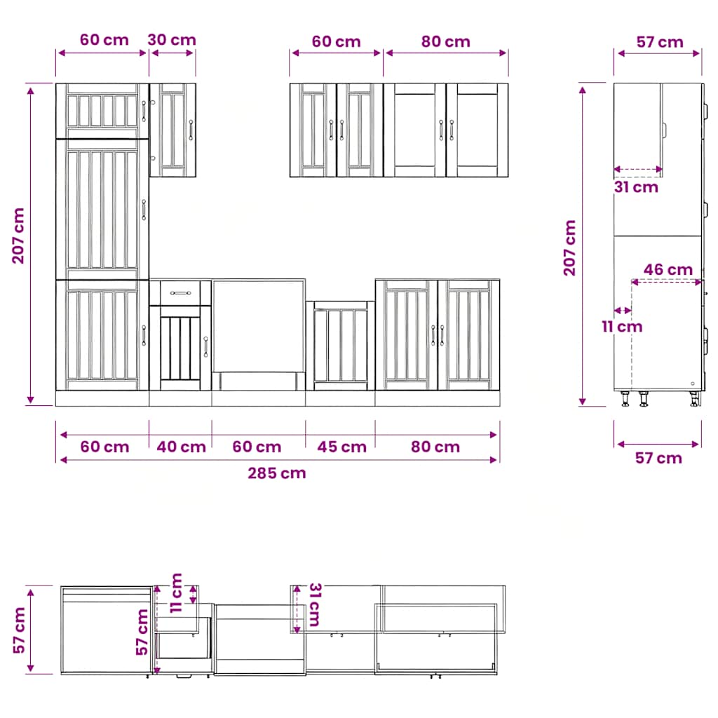 8 Piece Kitchen Cabinet Set Lucca White Engineered Wood