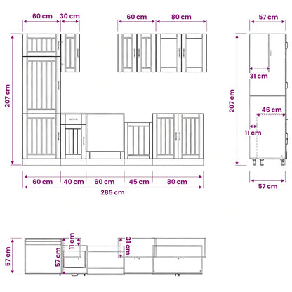 8 Piece Kitchen Cabinet Set Lucca White Engineered Wood