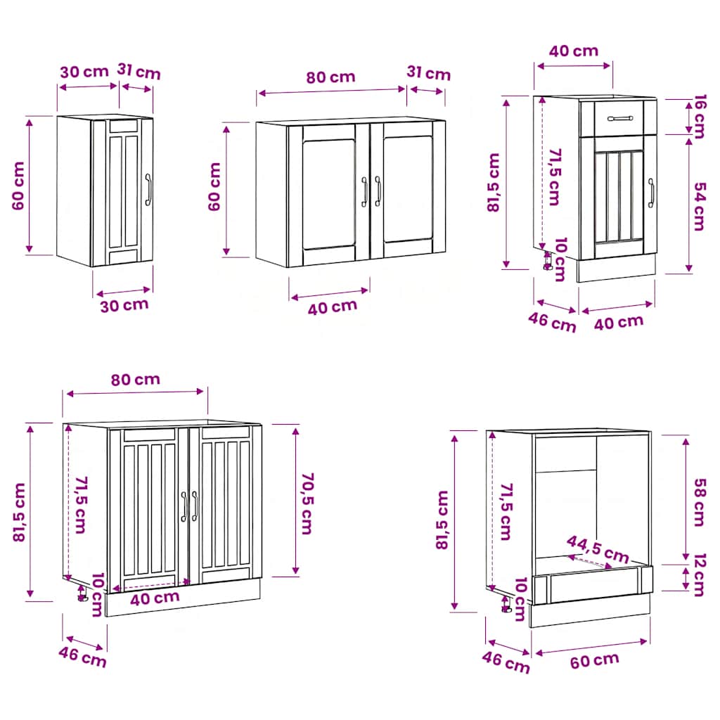 8 Piece Kitchen Cabinet Set Lucca White Engineered Wood