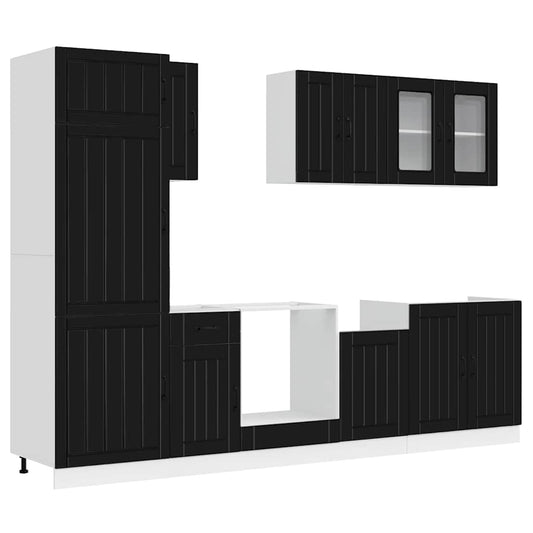 8 Piece Kitchen Cabinet Set Kalmar Black Engineered Wood