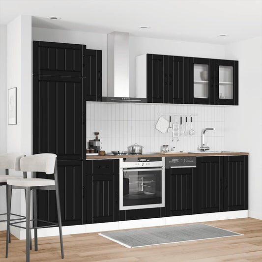 8 Piece Kitchen Cabinet Set Kalmar Black Engineered Wood