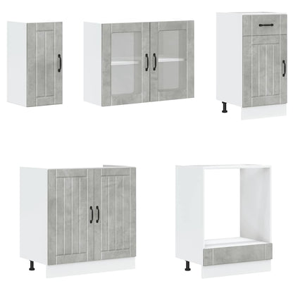 8 Piece Kitchen Cabinet Set Lucca Concrete Grey Engineered Wood