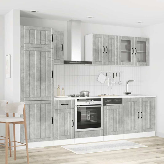 8 Piece Kitchen Cabinet Set Lucca Concrete Grey Engineered Wood
